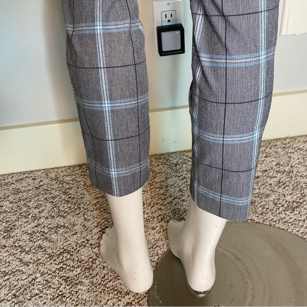 GAP Signature Skinny Ankle Pants Grey Blue Plaid Dress Pants Cigarette Size 10 - Picture 8 of 15